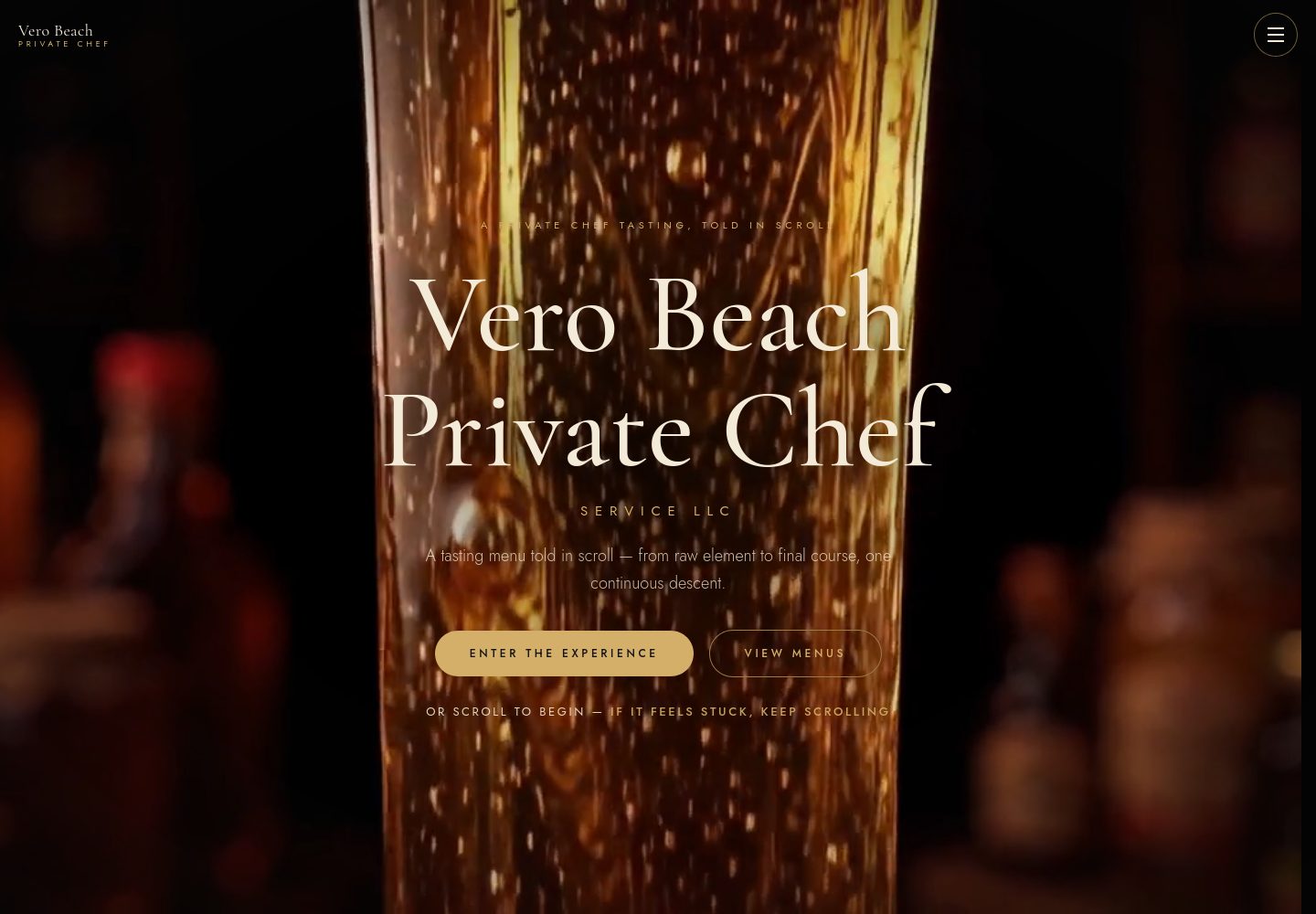 Vero Beach Private Chef website on desktop — a real site built by Fair Price Websites